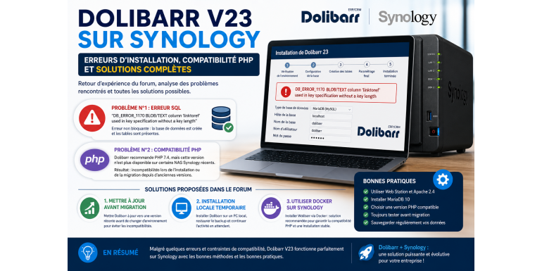 Dolibarr V23 on Synology: Installation Errors, PHP Compatibility Issues and Complete Solutions