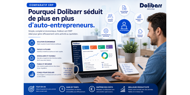 Comparatif ERP : Pourquoi Dolibarr séduit de plus en plus d'auto-entrepreneurs