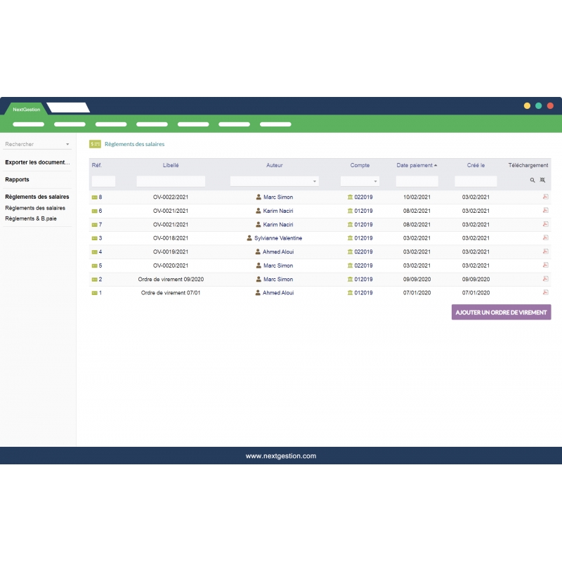 Management of transfer orders